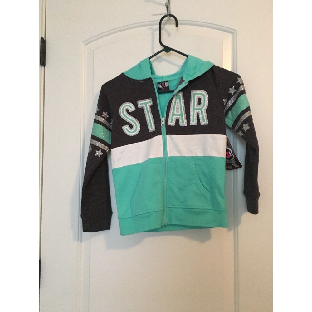 Girl's STAR Zip Up Hoodie Size 7/8 Multicolor Real Love